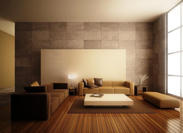 ruangan dengan laminasi kayu