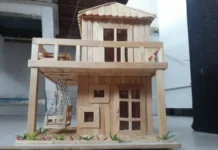 cara membuat rumah dari stik es krim dua lantai