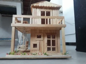 cara membuat rumah dari stik es krim dua lantai