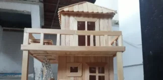 cara membuat rumah dari stik es krim dua lantai