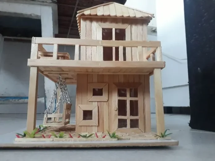 cara membuat rumah dari stik es krim dua lantai