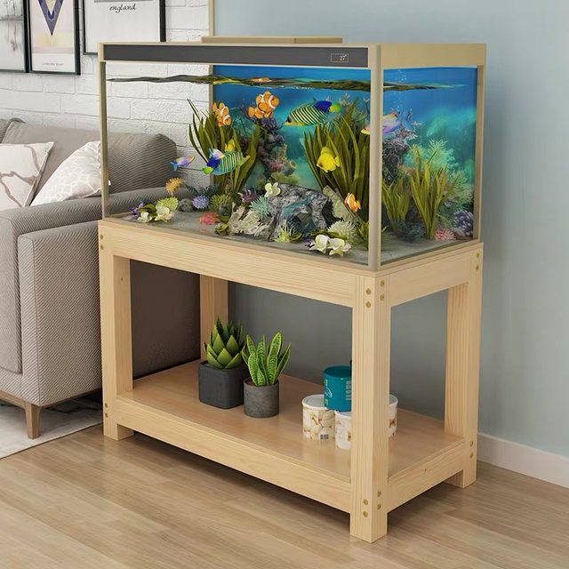 model meja aquarium kayu minimalis