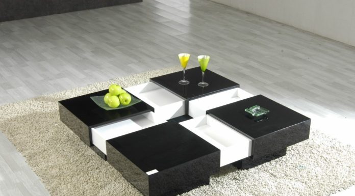 meja tamu minimalis putih hitam